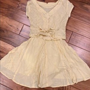 Vintage yellow skirt and top set xs